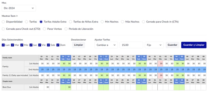 Actualizando el Precio Basado en la Ocupación en la extranet 1