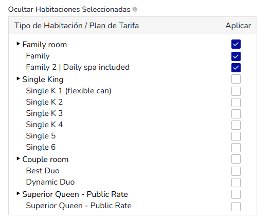 Cómo ocultar tipos de habitaciones 2