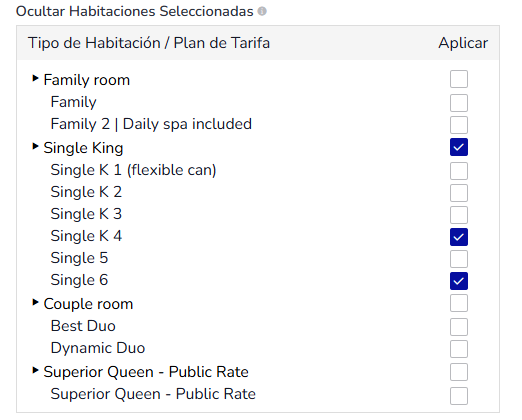 Cómo ocultar tipos de habitaciones 3