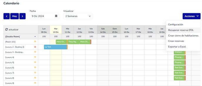 Recuperar reservas OTA en el calendario