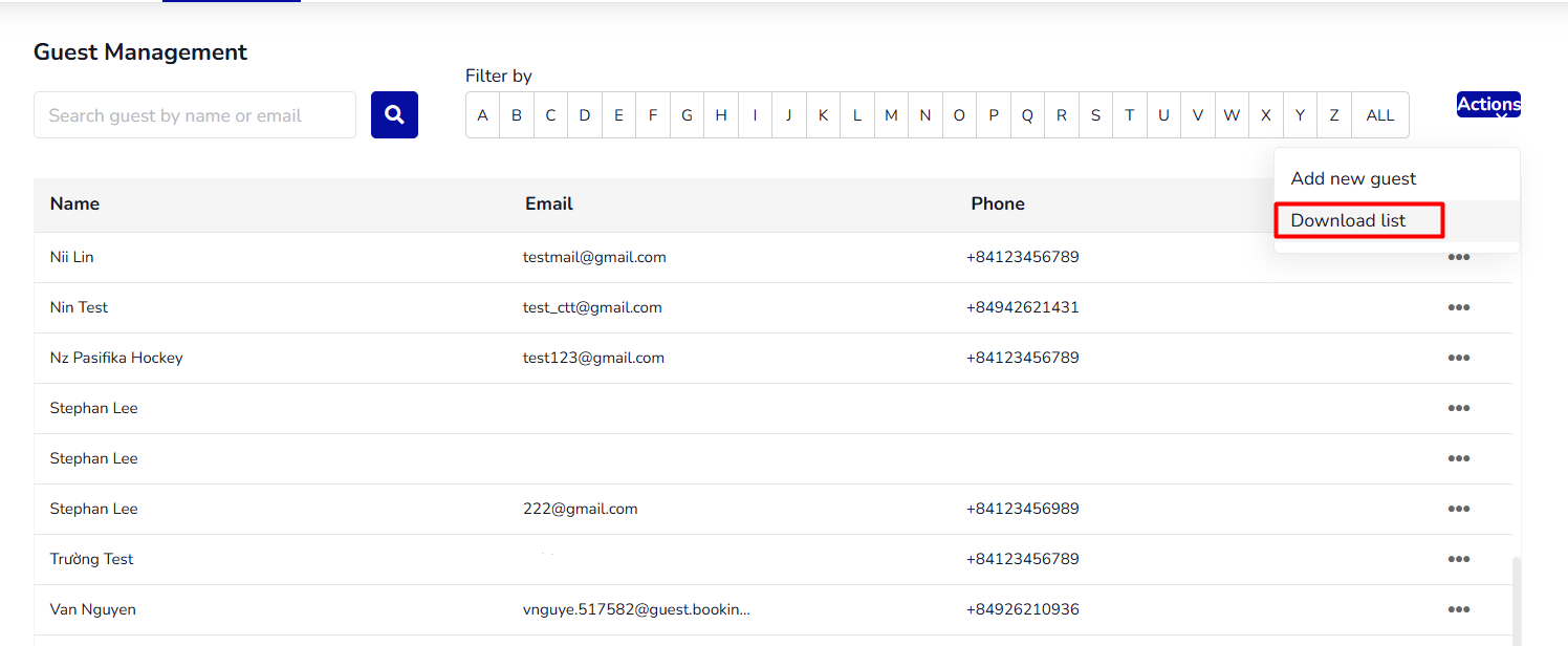 Generating guest contact details reports