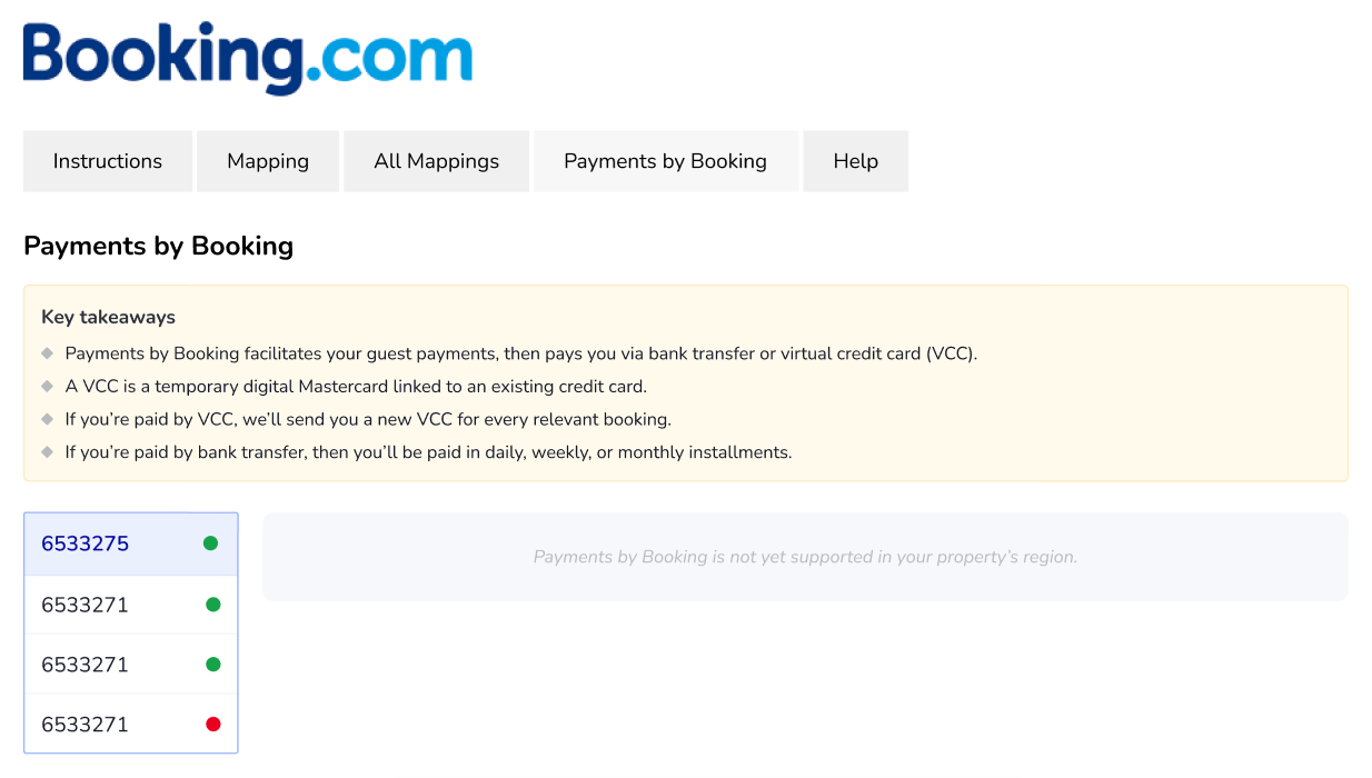 Onboard process of Payments by Booking for Booking.com